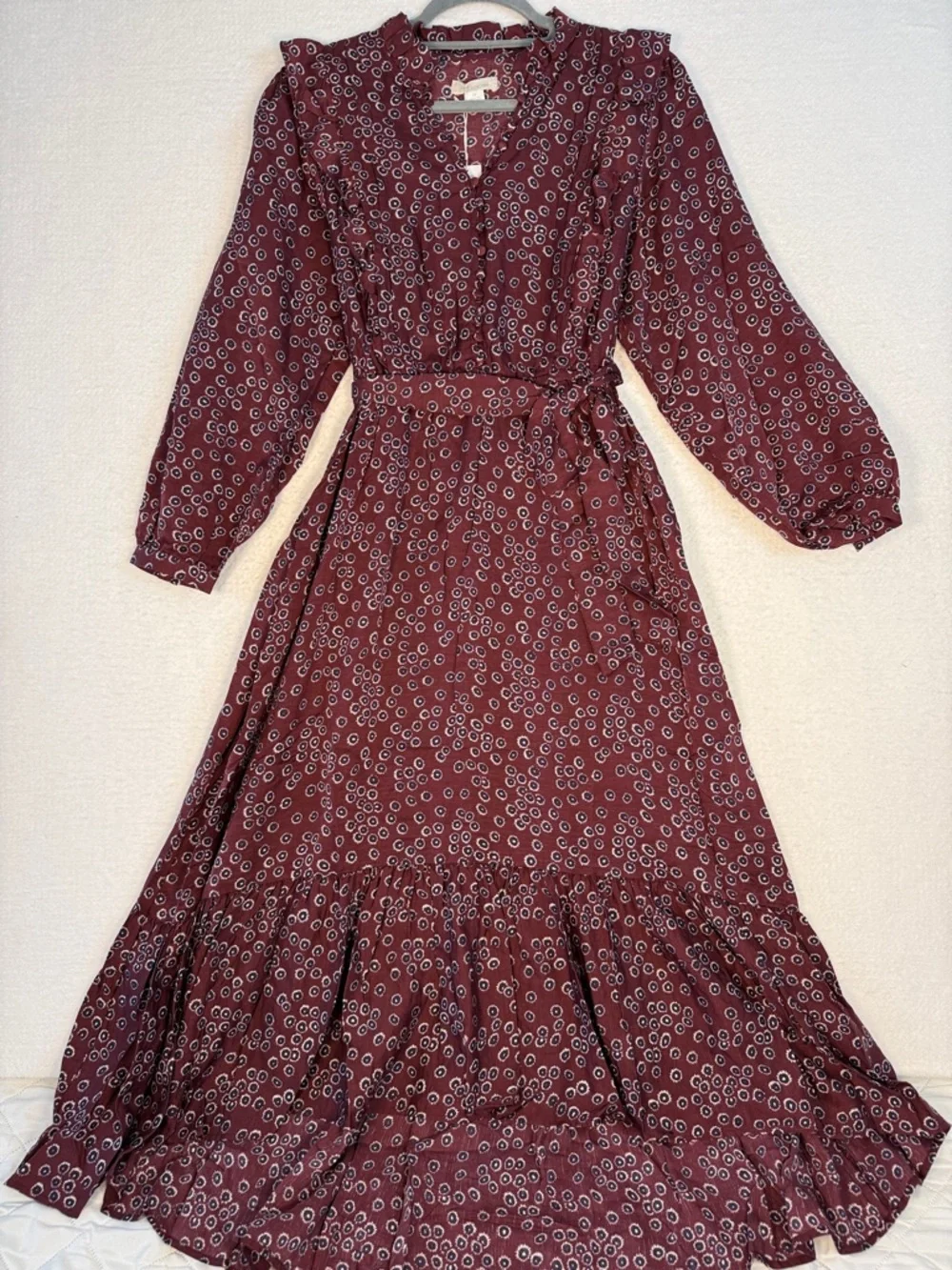 Outerknown Stardust Silk Blend Floral Ruffle Midi Dress - NWT - Size XS - Picture 3 of 7